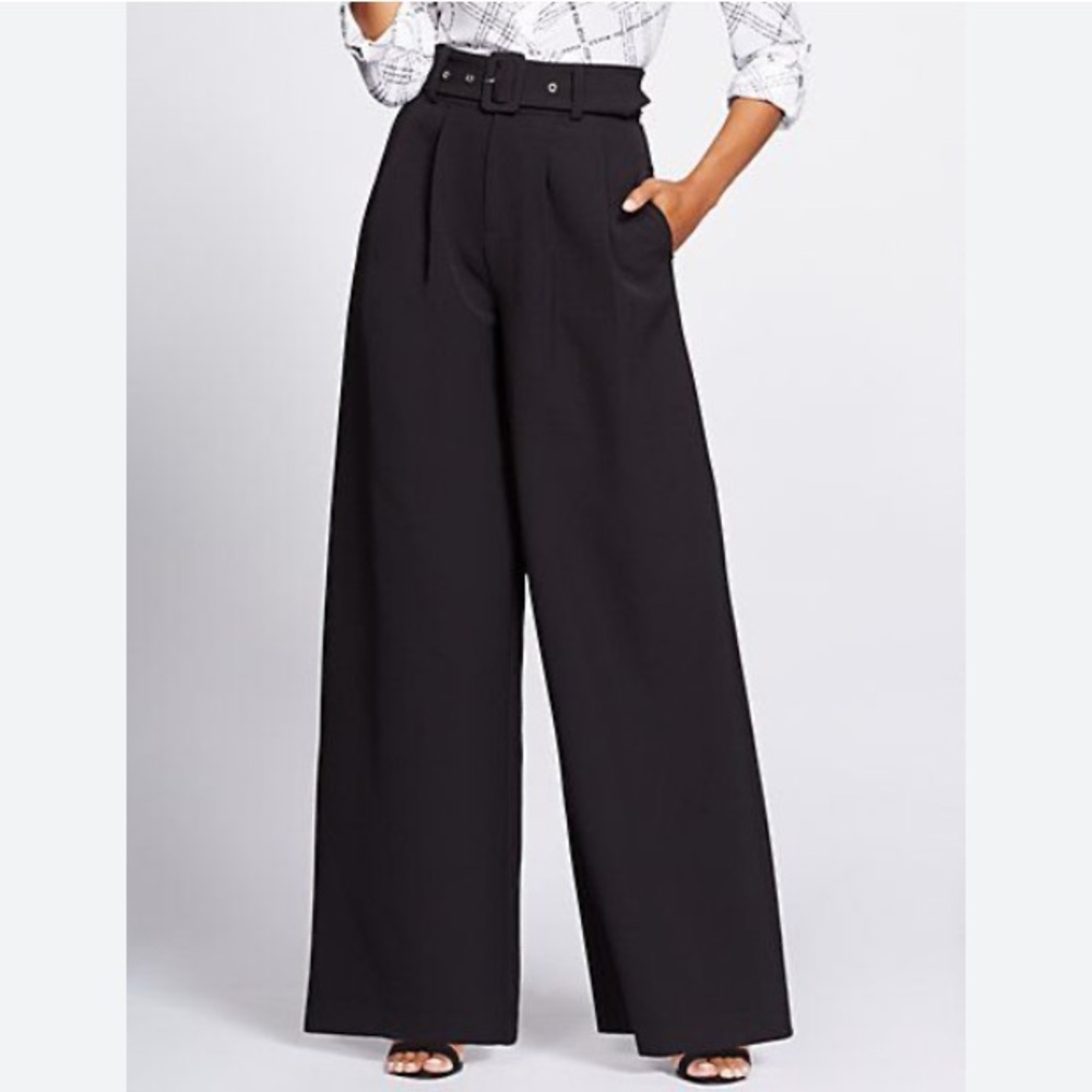New York & Company Gabrielle Union - Black Wide-Leg Pants Trousers